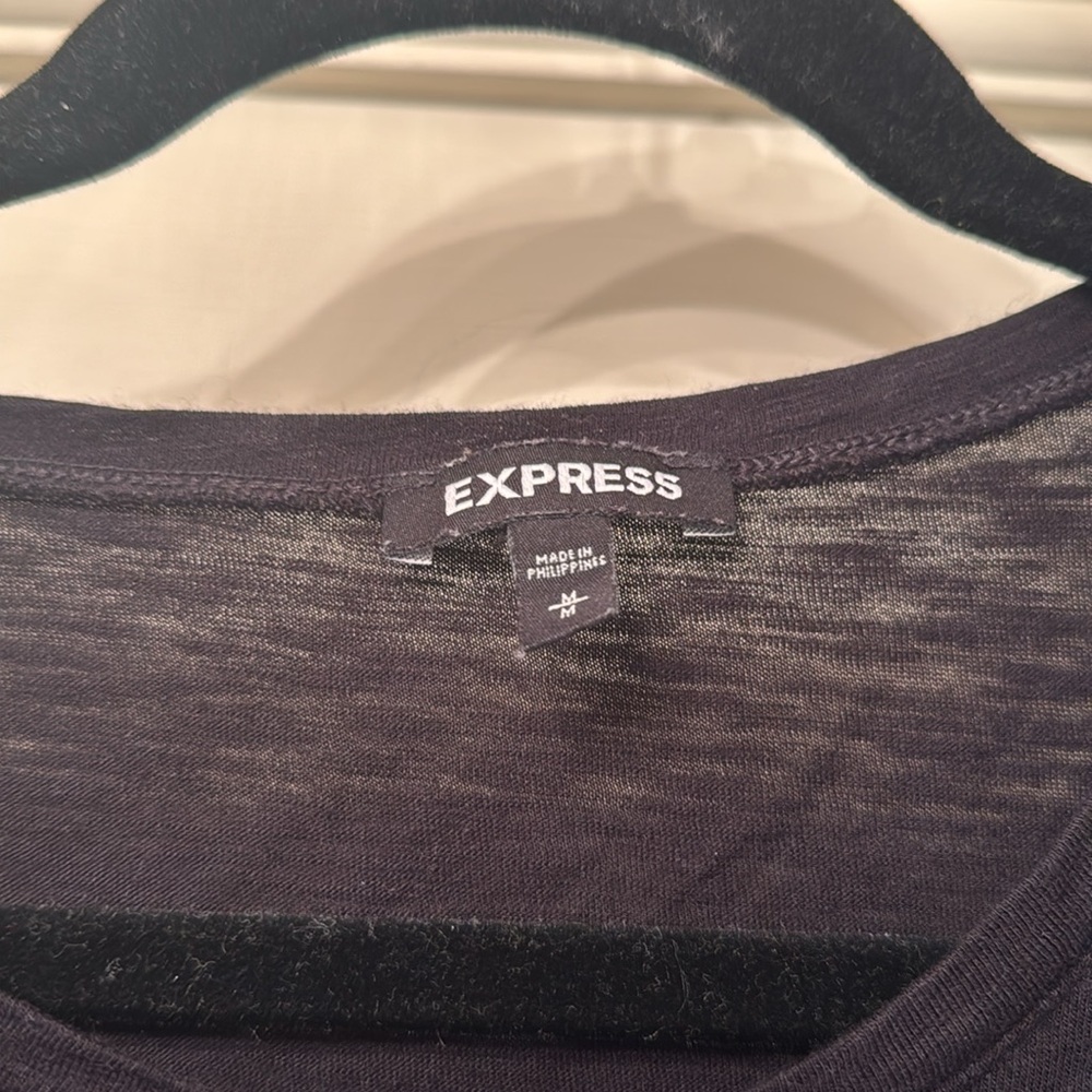 Express Black Ruffle Tee - Picture 2 of 4